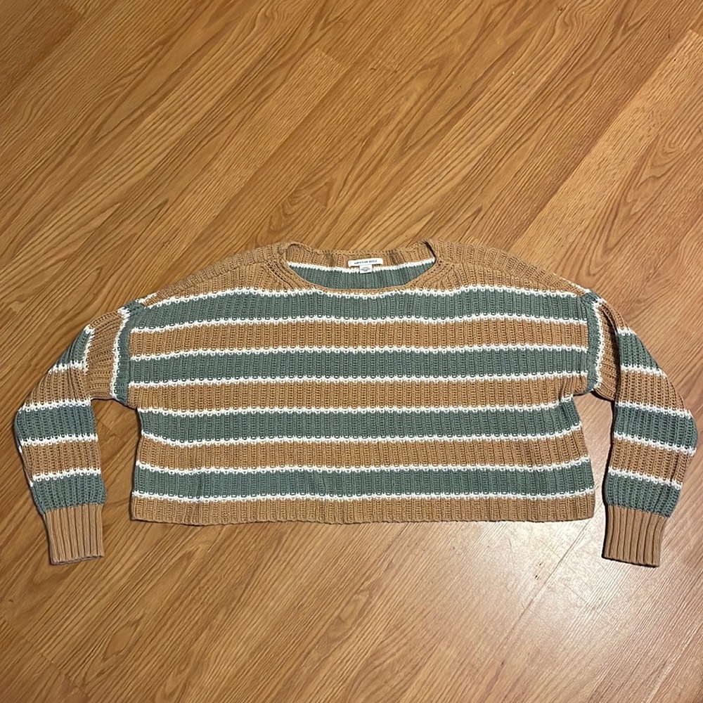 American Eagle Wide Loose Fit Knit Crop Top Sweater  Womens Sz Small